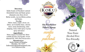 Vanilla Patchouli Air Freshener, Non-Toxic Vanilla Scented Car Fragrance, Essential Oil Spray, Deodorizer Spray For Home and Living